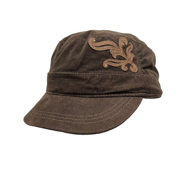 Merrell Women's Cadet Military Painters Hat Cap Corduroy Brown Embroidered O/S - Picture 1 of 12